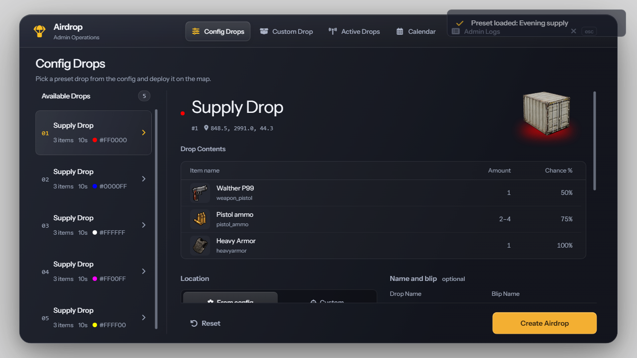 Config Drops at 1280 by 720